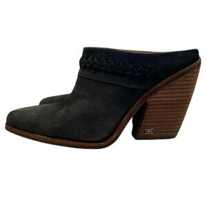 Sam Edelman Western Alison Black Heel Mule Suede Braid Slip-on Boot Size 6.5